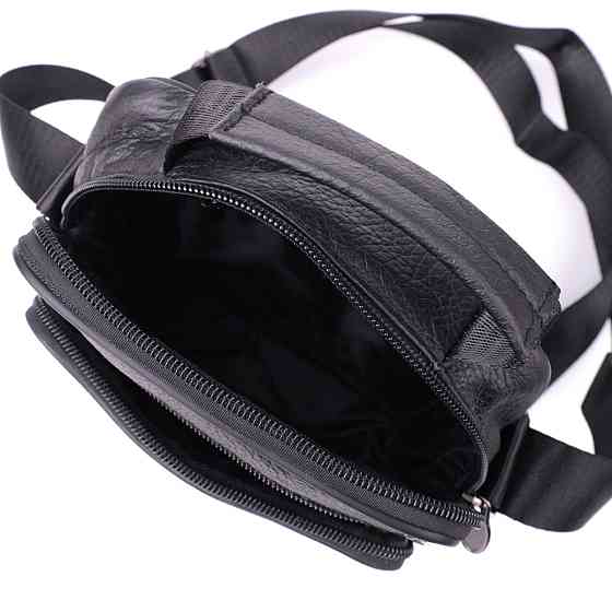 Небольшая вертикальная сумка для мужчин из натуральной кожи Vintage sale_15099 Черный Киев