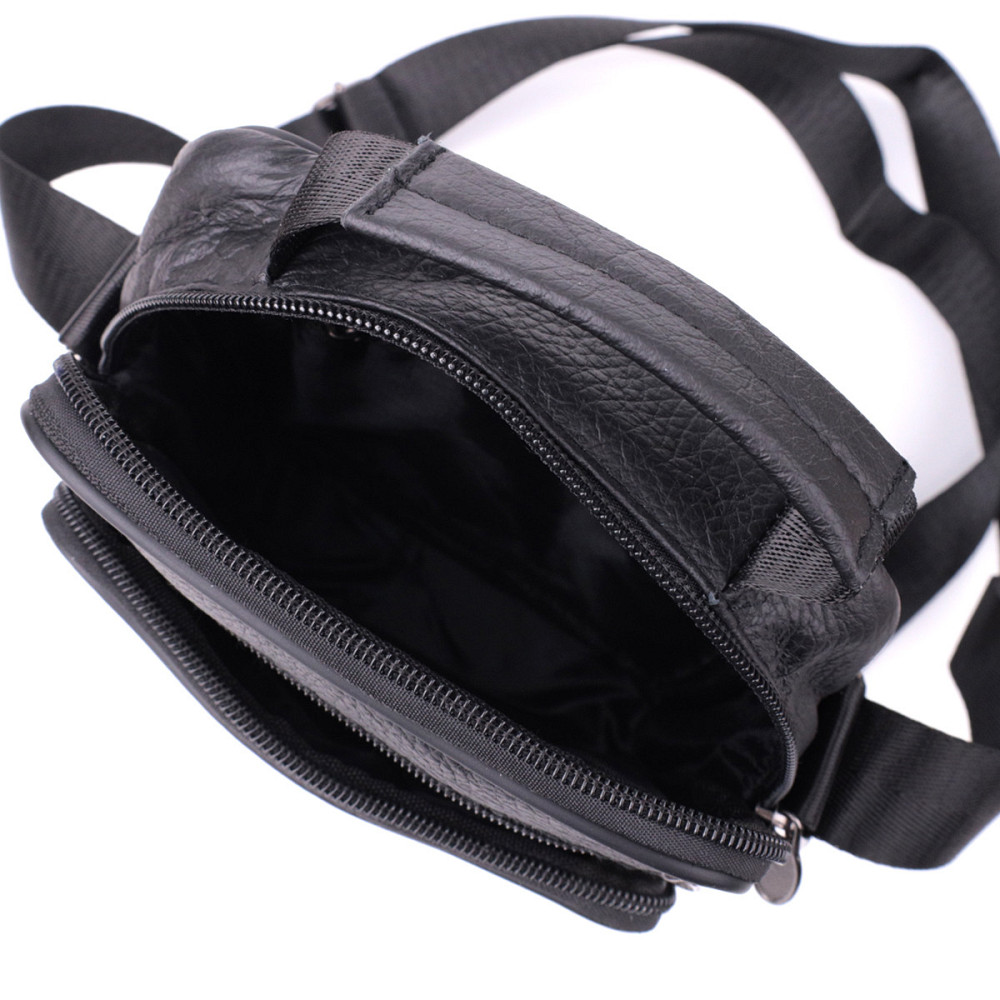 Небольшая вертикальная сумка для мужчин из натуральной кожи Vintage sale_15099 Черный Киев - изображение 6