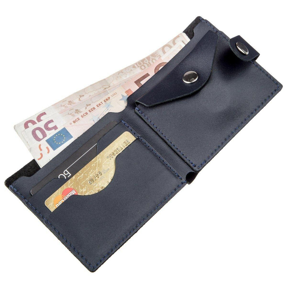 Портмоне мужское с монетницей кожаное SHVIGEL 16212 Синее Киев - изображение 2