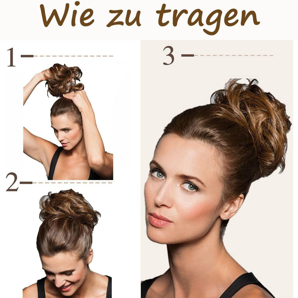 Пучок-накладка JJstar Golden Chestnut Brown великий кудрявий з еластичною стрічкою для хвоста 55г натуральний каштановий Київ - фото 3