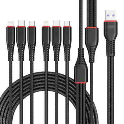 Дата кабель USB 2.0 AM to 2xLightning + 2xMicro 5P + 2xUSB-C 1.2m black XO (XO-NB196-6in1) Винница