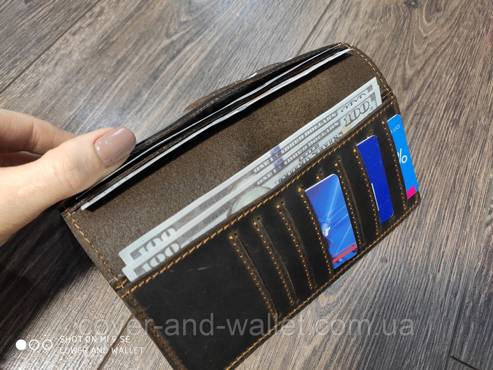 Тонкий чоловічий гаманець купюрник без застібки із вінтажної шкіри ST Leather Київ - фото 8