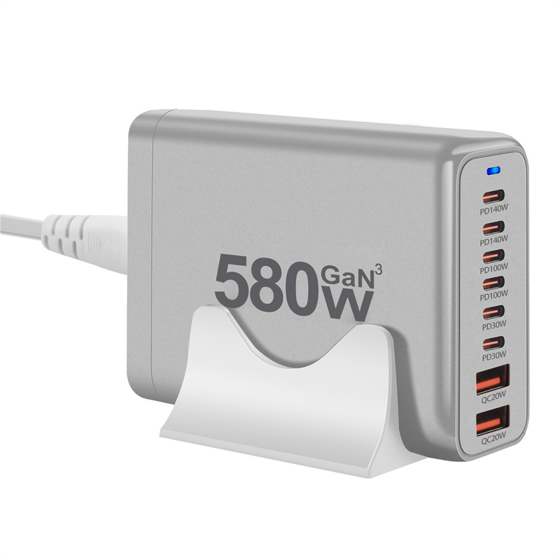 Мережевий зарядний пристрій GAN3 YMX-580W (2 Type-C140W + 2Type-C100W + 2Type-C30W + 2 USBQC3.0 20 W) Білий Київ - фото 5