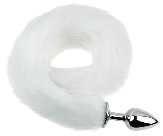 Анальная пробка с хвостом EGZO - Fox Tail Silver Plug White, size S Sex Aura Киев