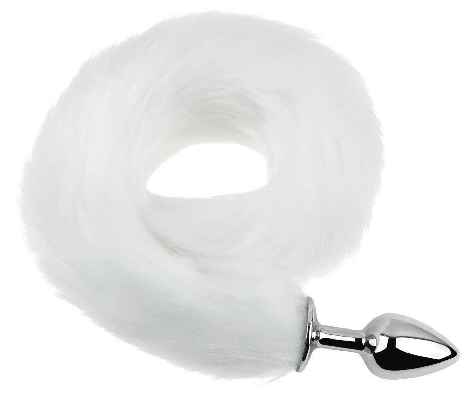 Анальна пробка з хвостом EGZO - Fox Tail Silver Plug White, size S Sex Aura Київ - фото 1