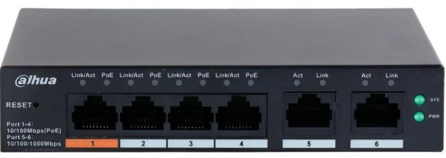 Dahua PoE Switch | DH-CS4006-4GT-60 | Комутатор | Відеонагляд. Харків - фото 2