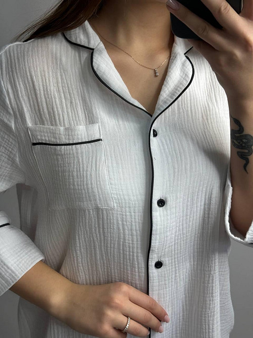 Женская муслиновая ночная сорочка Белый M-L Харьков - изображение 5