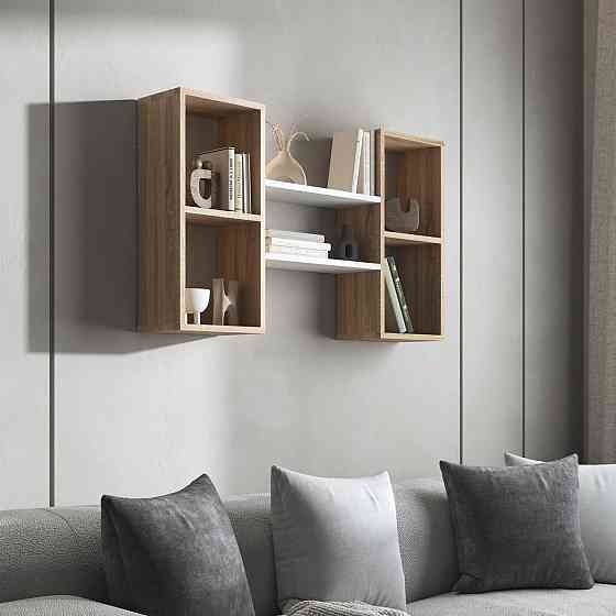 Навісна полиця VAYS M-11, з нішами для книг і декору, ЛДСП, 100×18×60 см - для вітальні, спальні, кабінету Львів