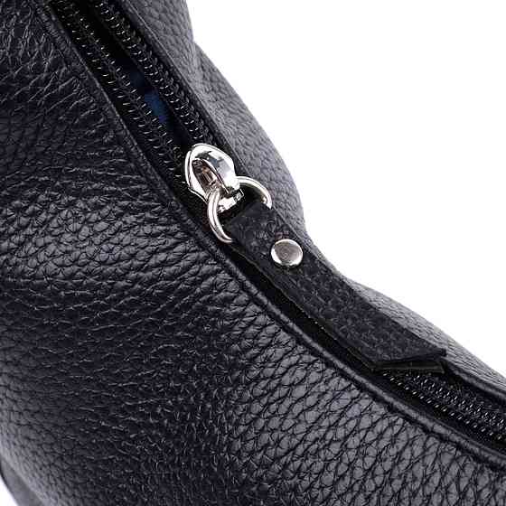 Сумка багет с регулируемым ремнем из зернистой натуральной кожи Shvigel 22833 Черная Киев