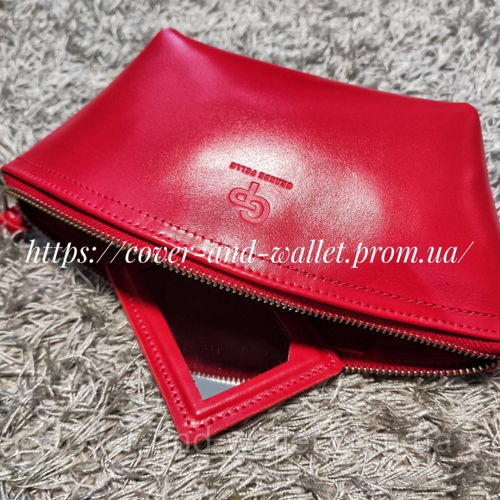 Стильная кожаная женская косметичка красного цвета Grande Pelle 805660 Киев - изображение 4