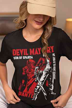 Футболка з аніме принтом Девіл Май Крй Данте оверсайз (S/M/L) Чорний AnimeJ0163 Дніпро