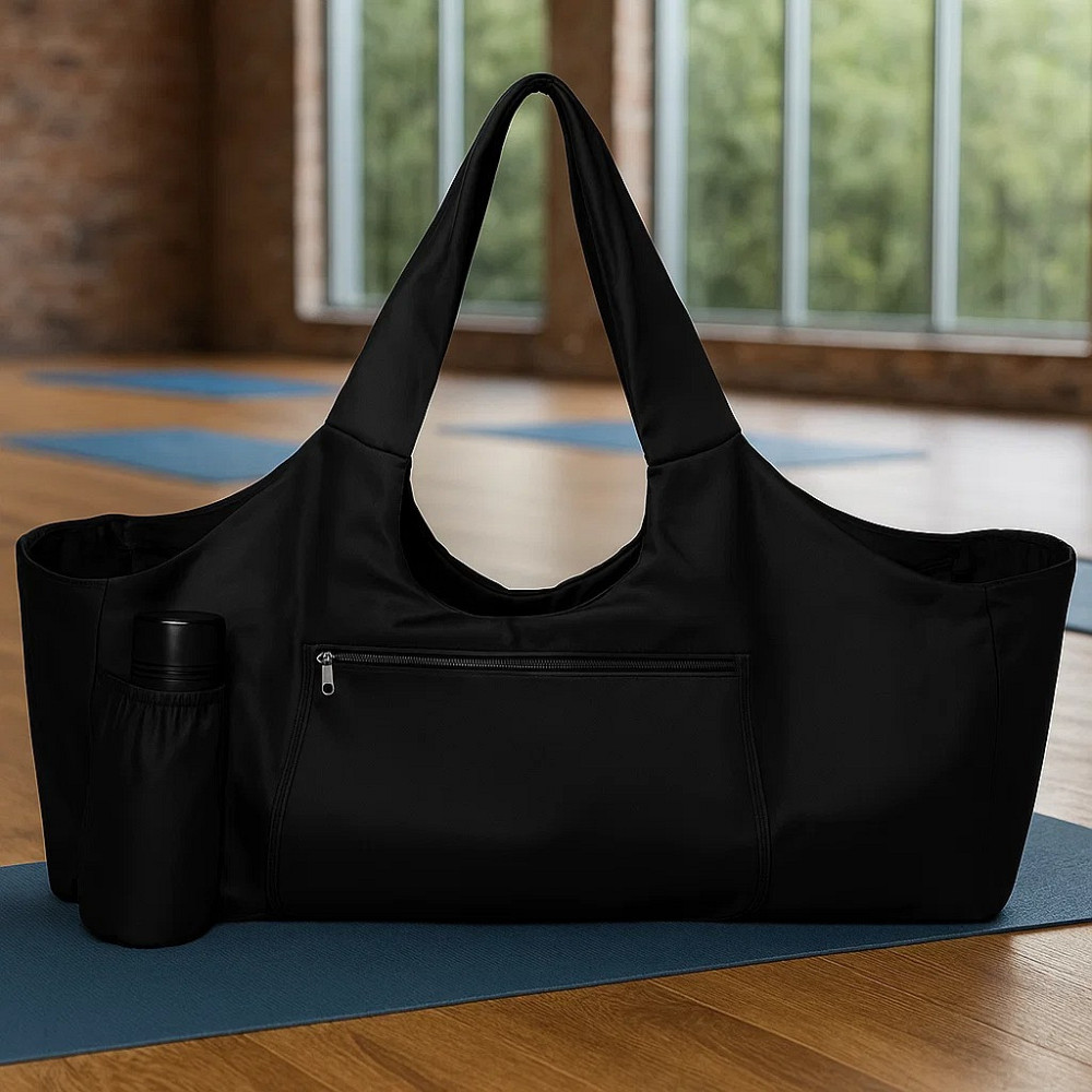 Сумка для йоги спортивная, йога-сумка наплечная для коврика и спортивной формы для тренировок и спорта,черная Каменец-Подольский - изображение 1