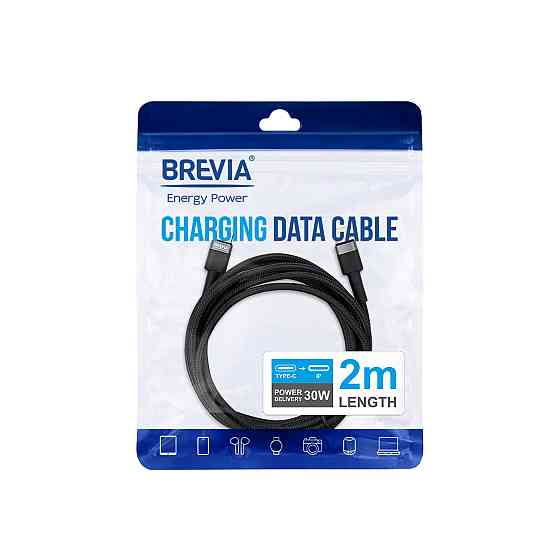 Кабель Brevia Type-C to Lightning 30W 2м, чорний ZIP (53200BCLZ1) Львів