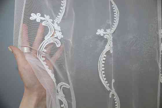 Тюль фатин с вышивкой цвет белый 1416т Киев