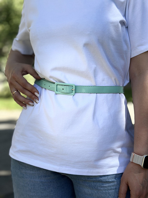 Ремінець лакований вузький "Milano" М'ятний Київ - фото 1