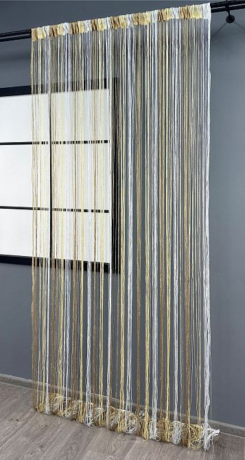 Шторы-нити с люрексом Бежевый с молочным и белым 300х300см 1 шт (61-100) Киев - изображение 4