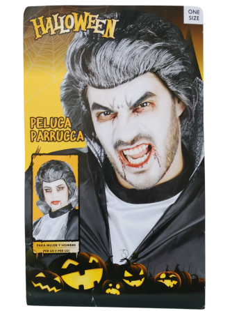 Перука на Хелловін чорне волосся з сивими пасмами оne size Київ