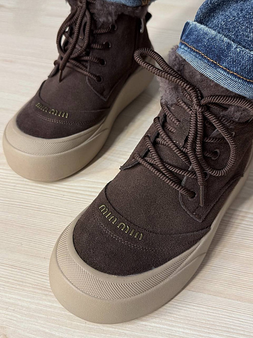 Черевики жіночі Hengji 677-2 замшеві високі кеди на хутрі коричневі, 36, 23 см Київ - фото 13