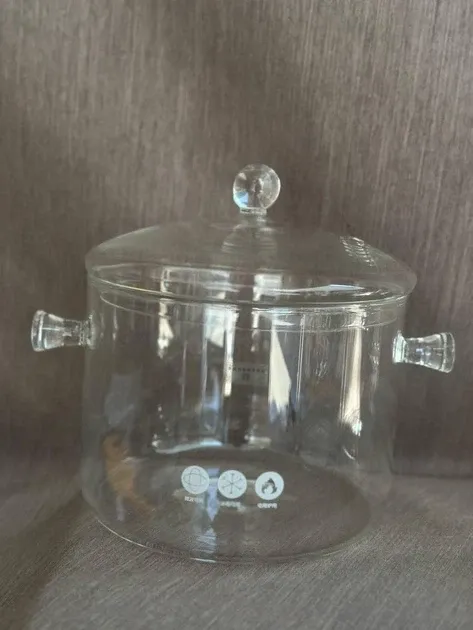 EB-19008 Стеклянная кастрюля 3,0 Л из жаропрочного боросиликатного стекла с крышкой, для плиты и микроволновки Одесса - изображение 6