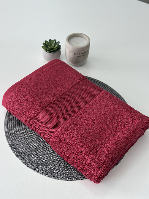 Рушник банний Ideal Textile однотонний 500 г/м2 70х140 см бордовий (56860396) Чернівці - фото 1