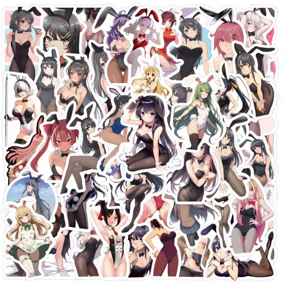 Набір вінілових наліпок з аніме-дівчатами у bunny-style, 30 шт Київ - фото 5