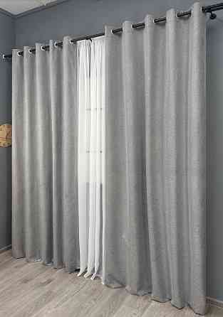 Комплект штор на люверсах VR-Textil Блэкаут двусторонний ASHEN NIGHT № 1840ш Светло-серый 150х270 см 2 шт (37-0281) Киев