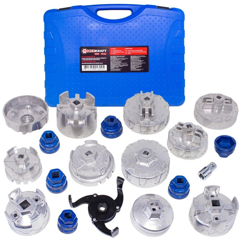 Набір знімачів масляних фільтрів,19пр.(знімач "краб"-1шт, знімач "кришка"-17шт) Одеса - фото 1