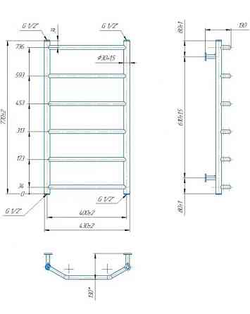 Водяной полотенцесушитель Mario INOX Трапеция 770х430/400 Киев
