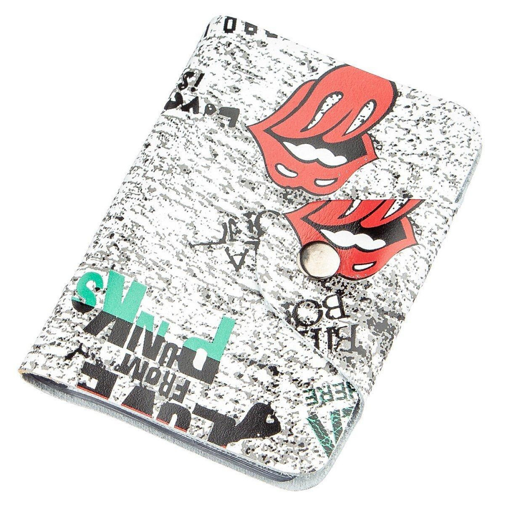 Визитница вертикальная кожаная Love from punks Shvigel 19079 Белая Киев - изображение 1