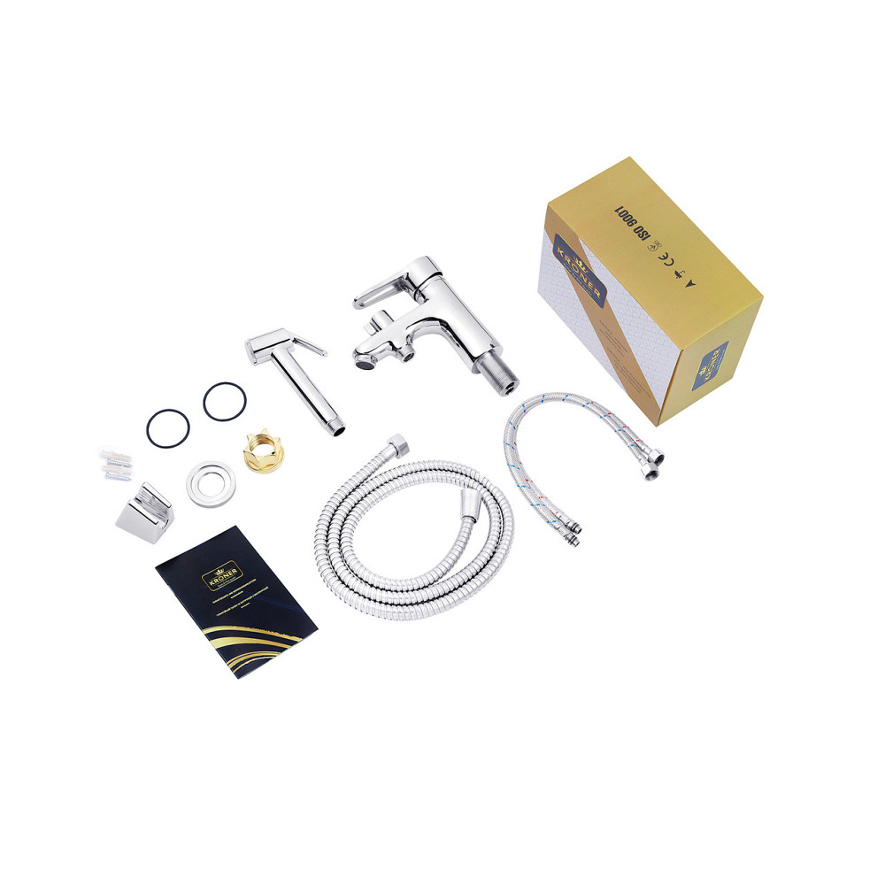 Змішувач для раковини Kroner KRM Elbe - C015 з гігієнічним душем Київ - фото 8