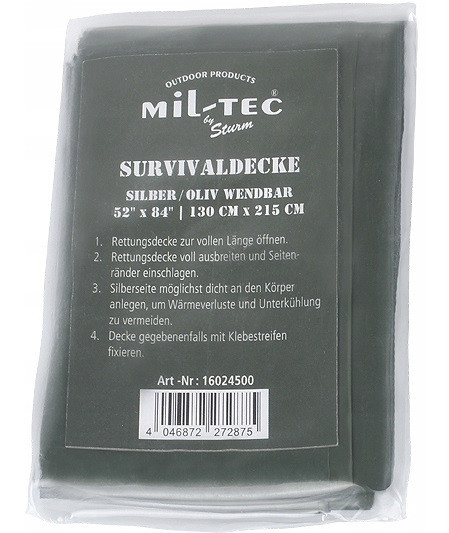 Рятувальна термофольга 215×130 см Mil-Tec від Sturm (16024500) Olive Нововолинськ - фото 16