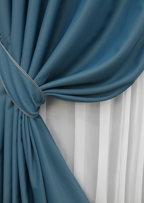 Комплект готовых штор VR-Textil Блэкаут Midnight № 1675ш Синий 150х290 см 2 шт (33-0564) Киев - изображение 5