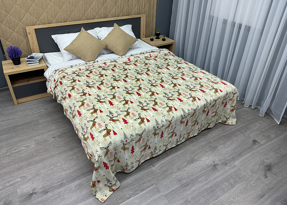 Плед-покривало Decorator WellSoft 200х220 см з різдвяним принтом Кремовий (87-177) Київ - фото 4