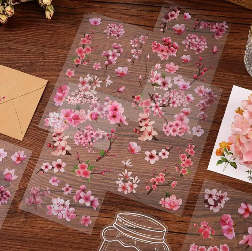 Глянцеві наклейки з квітами сакури, 6 листів, самоклеючі ПВХ-стікери Київ - фото 5