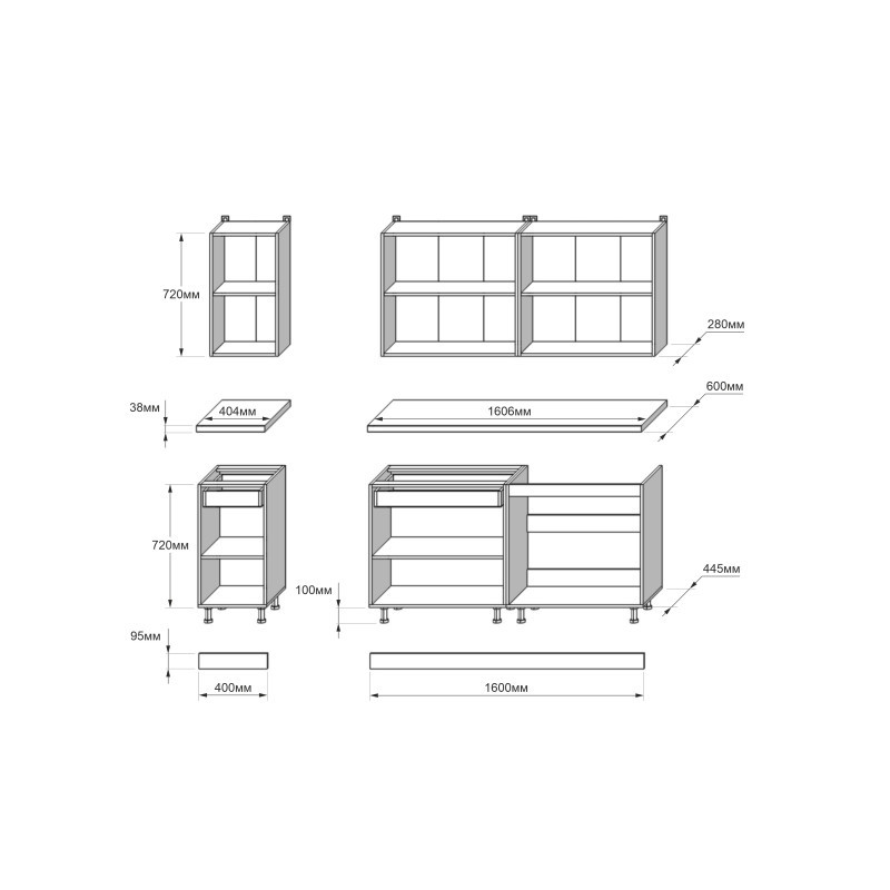 Кухня модульна Эверест Оптима набор №3 Дуб крафт белый+Антрацит 2,6 м (без столешницы) (DTM-5699) Львов - изображение 5