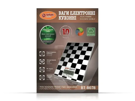 Весы кухонные электронные BITEK BT-8078 до 10 кг с LCD дисплеем, точные бытовые весы для кухни Одесса