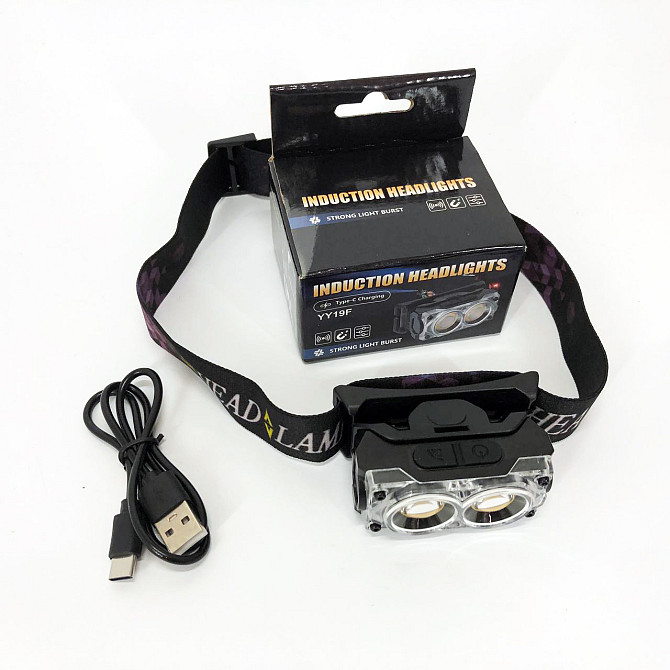 Фонарь на голову диодный YY-19F-2XPE(white)+2COB(yellow), Мощный аккумуляторный фонарик на голову SN-82 Львов - изображение 5