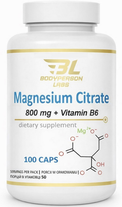 Магний В6 Bodyperson Labs Magnesium Citrate 100caps Київ - фото 3