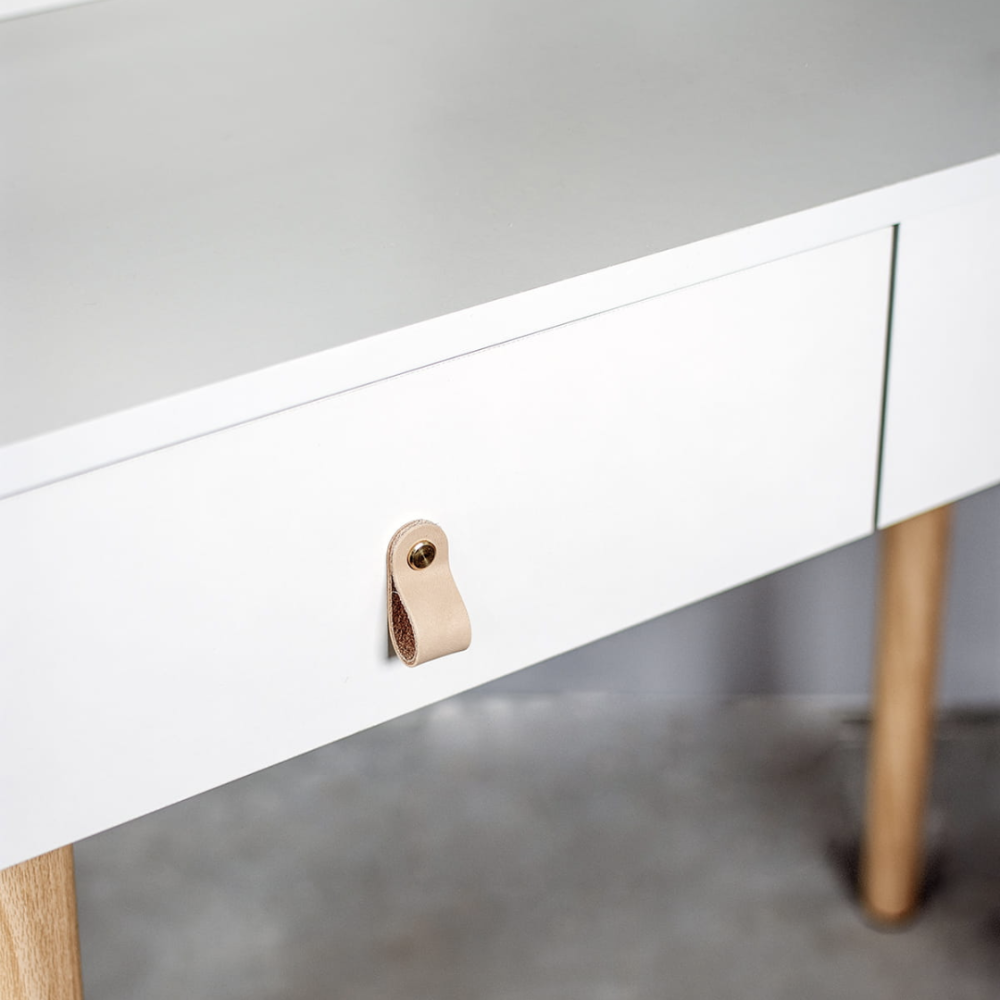 Туалетний столик Jumi Scandi з шухлядами, шкіряні ручки, білий Київ - фото 7