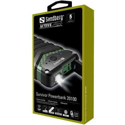 Батарея универсальная Sandberg Survivor 20100mAh IP67, LED Torch, 2xUSB-A/3A(total), Type-C (420-36) Винница
