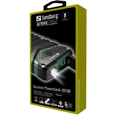 Батарея універсальна Sandberg Survivor 20100mAh IP67, LED Torch, 2xUSB-A/3A(total), Type-C (420-36) Вінниця - фото 2