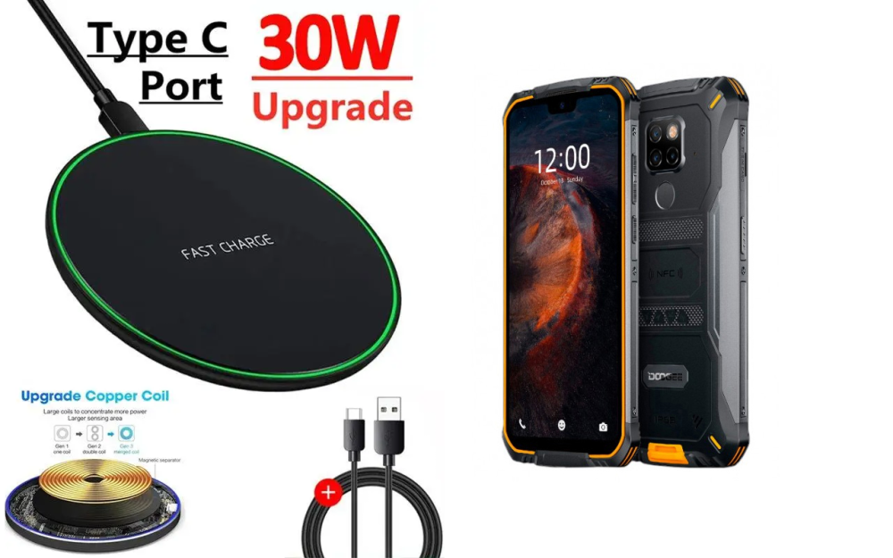 Бездротовий зарядний пристрій Copper до 30W для Doogee S68 Pro, USB-C, LED Київ - фото 5