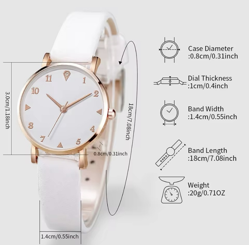 Подарочный набор для женщин сердца наручные часы браслет кольцо ожерелье серьги без подарочной коробки белый Киев - изображение 6