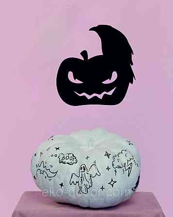 Декоративне настінне Панно «Хеллоуїн — гарбуз і ворон», Декор на стіну 70*68 см Київ