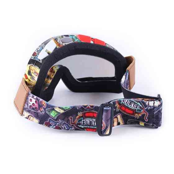 Мотоокуляри (скло хамелеон) без носа V002 акрил затемнене тактичні коричневі, оправа з принтом Мукачево