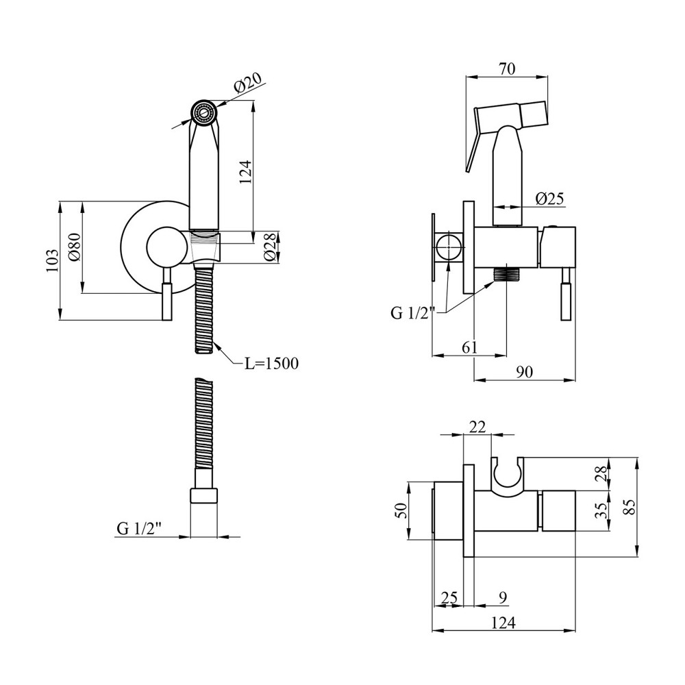 Набор 3 в 1 душевая система скрытого монтажа Kroner Edelstahl Klassisch-SCH082 + смеситель Edelstahl Klassisch-SCH010 + смеситель Киев - изображение 3