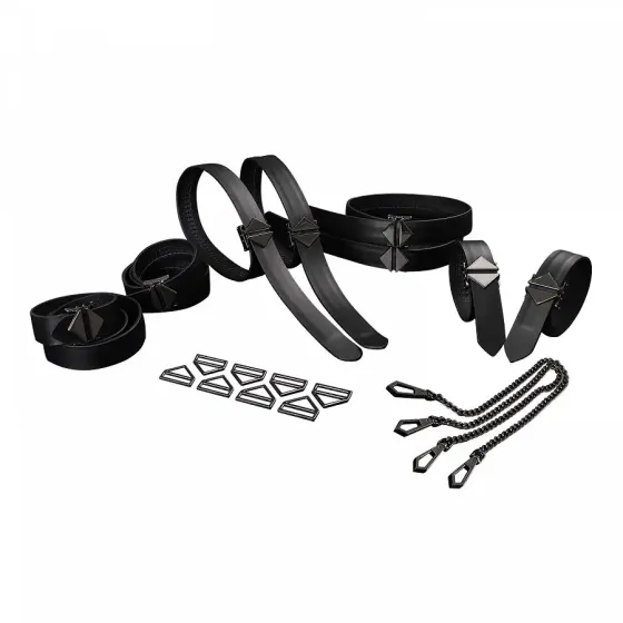 Набір із 8 ременів для зв'язування LOCKINK 8-Bondage-Straps Restraint Set - Black Львів