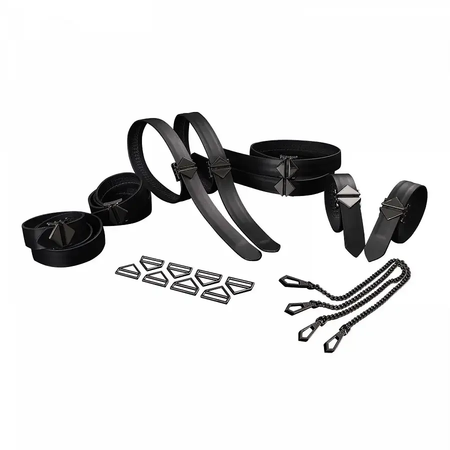 Набір із 8 ременів для зв'язування LOCKINK 8-Bondage-Straps Restraint Set - Black Львів - фото 1