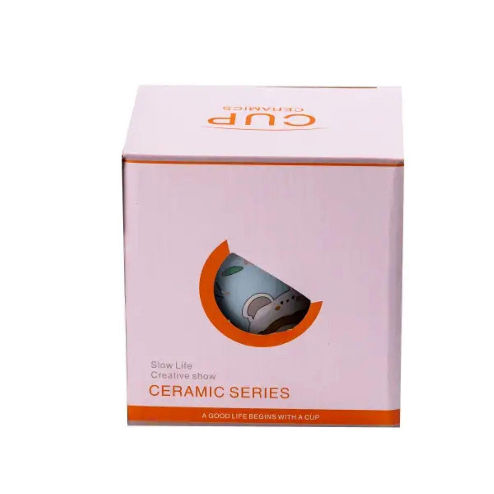 Голуба фарфоровая кружка 420 мл з кришкою Київ - фото 3