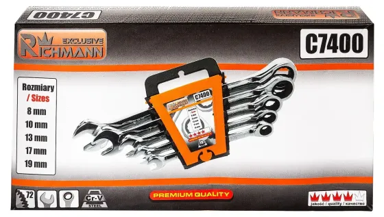 Набір ключів рожково-накидних Richmann з трещіткою 5 шт 8-19 мм (C7400) Коломия